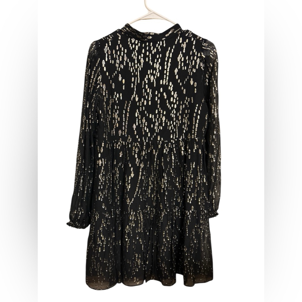 Lilly Pulitzer Winona Silk Swing Dress Onyx Fish Clip Gold Chiffon Size S NWT - Picture 8 of 13